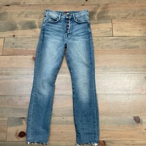 MOTHER THE STUNNER FLY CUT ANKLE FRAY “NIGHT ON A SHINY WHITE VESPA”